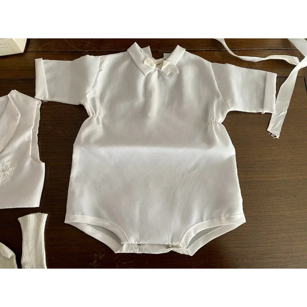 Phyllis‎ Baby Wear Infant Boys Christening Set Vest Romper Hat Vintage